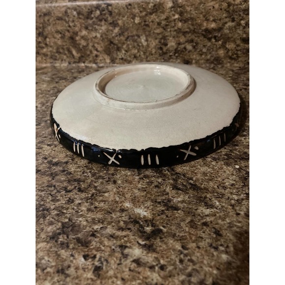 Vintage Brown & Tan FLOWER Bowl Plate - Sunflower Catchall Plate - Picture 7 of 7